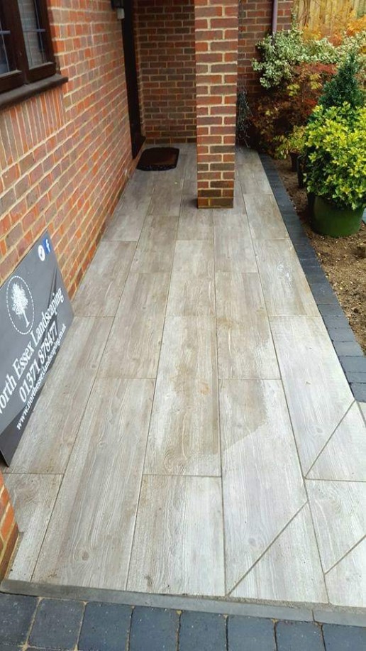 Beige tile patio