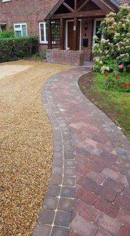 Brick pathway leading to house