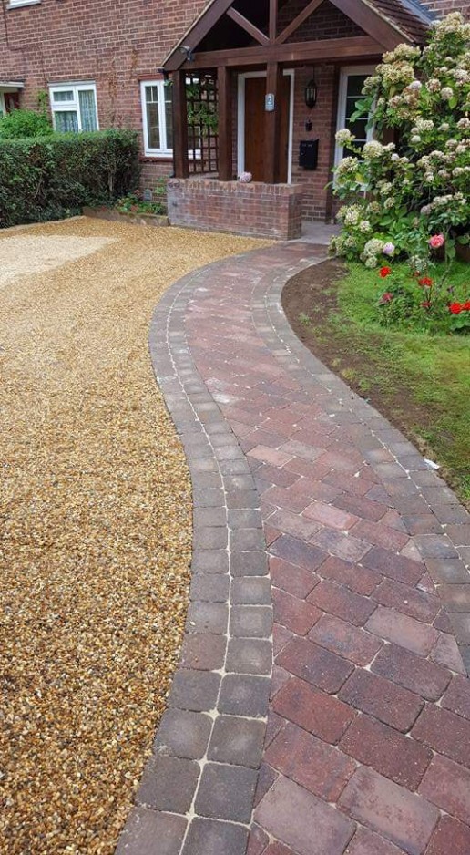 Brick pathway leading to house