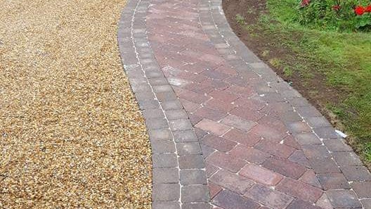 Brick pathway leading to house