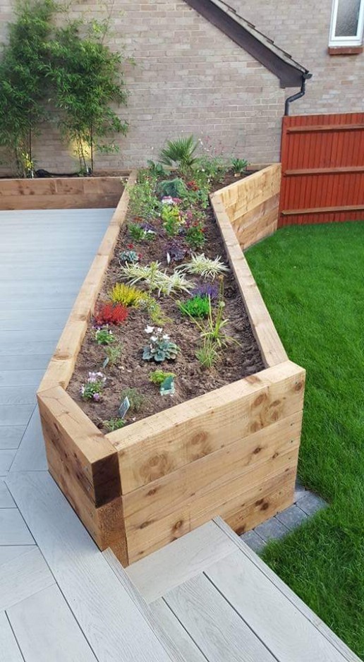 Decking & wooden flower bed