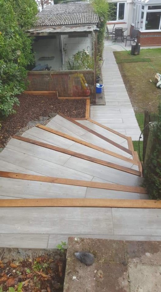Garden steps in progress