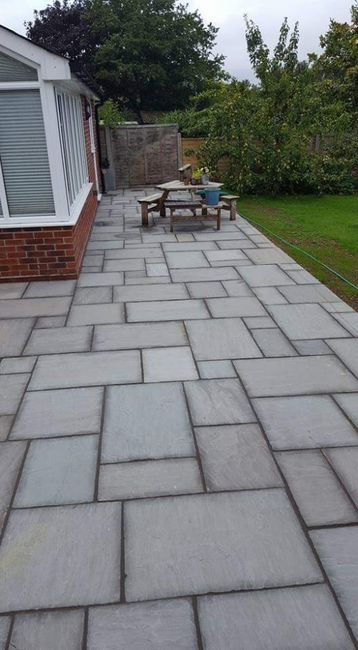 Grey slab patio area