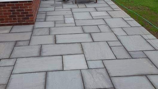Grey slab patio area