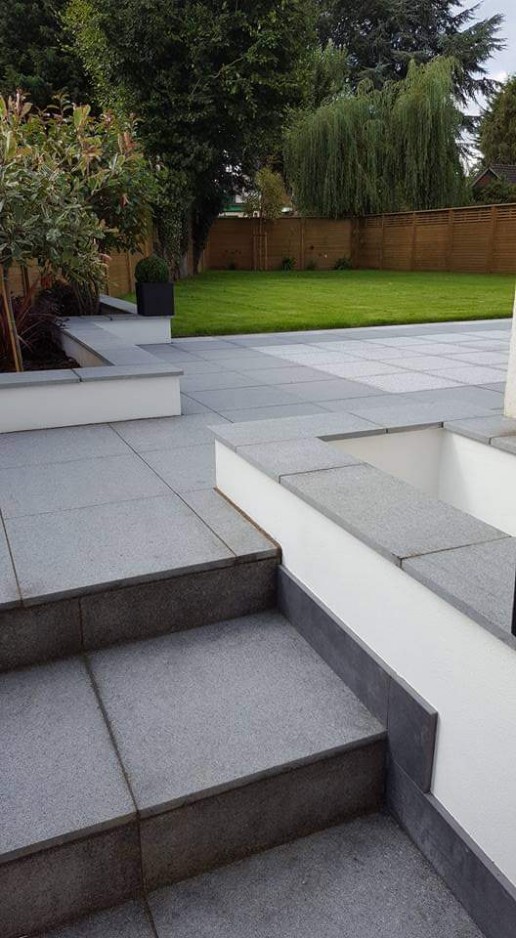 Grey slabs leading to garden
