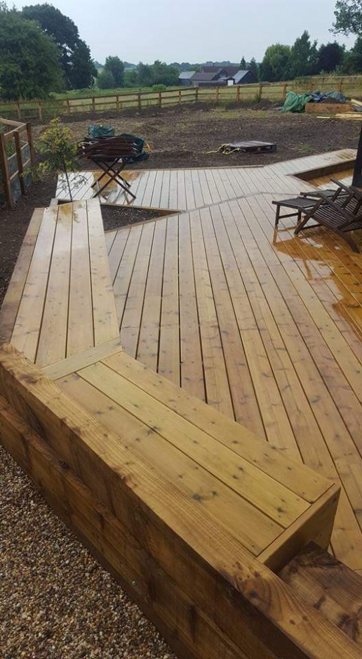 Light wooden decking