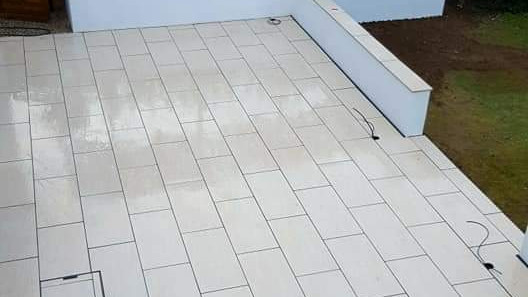 White patio tiles